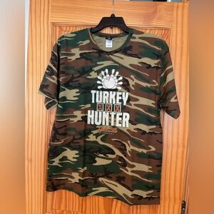 TURKEY HUNTER BOWLING GRAPHIC T-SHIRT MENS SZ XL CAMO SPLITSVILLE ORLANDO RARE